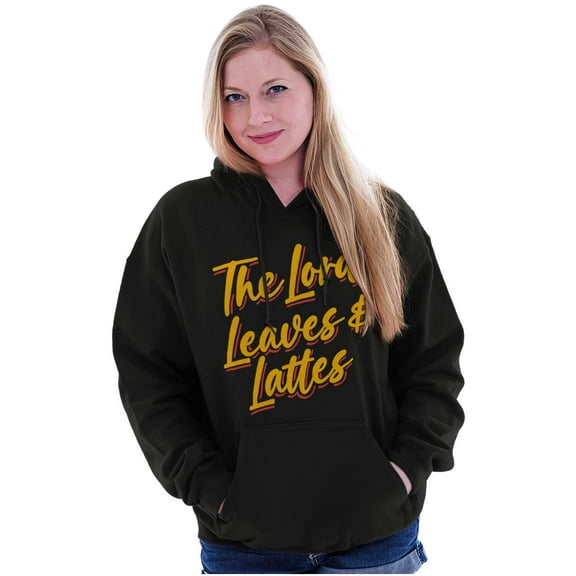 Fall Autumn The Lord Leaves Lattes Women Plus Size Graphic Pullover Hoodie Brisco Brands 2X