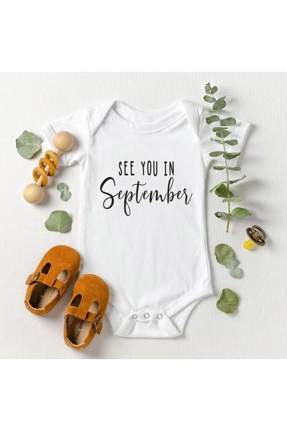 Fall Baby Announcement Bodysuit, "September Baby" 100% Cotton Onesie, Autumn Themed Newborn Photoshoot Outfit