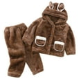 thumbnail image 1 of Fall Baby Outfit Children's Flannel Sleepwear Set Long Pants Thickened Home Clothes Set New Casual Matching Sets Coffee 8T, 1 of 6