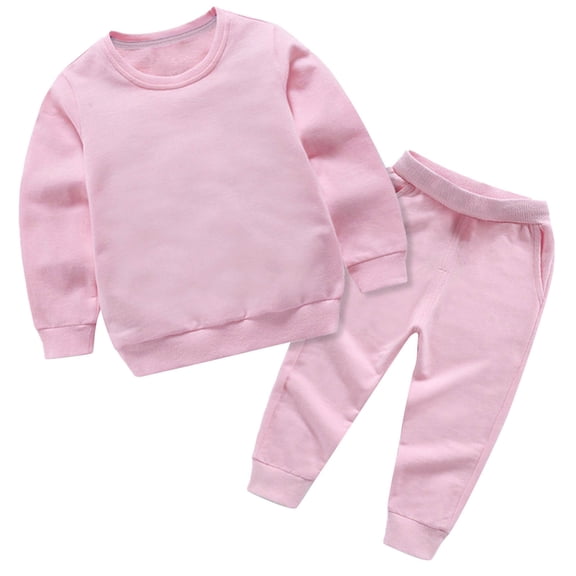 Fall Baby Outfit Toddler Baby Boys Girls Candy Color Solid Color Leggings Casual Kids Sports Pants Hoodies Set New Casual Matching Sets Pinks 18-24 Months