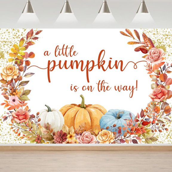 Fall Baby Shower Backdrop A Little Sweet Pumpkin is On The Way Photography Background Autumn Floral Leaves Baby Shower Party Decorations Cake Table Banner Photo Booth Props