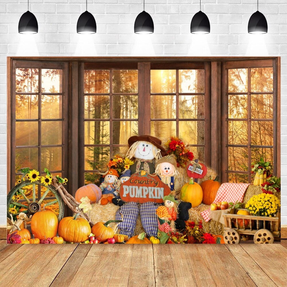 CHAIYA 7x5ft Autumn Maple Forest Photography Backdrop - Thanksgiving Fall Harvest Background