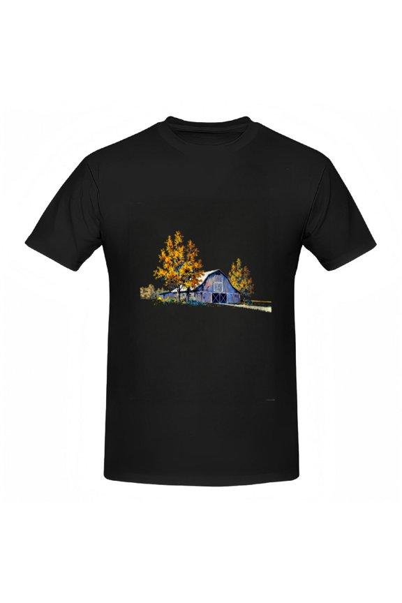 Fall Barn Scene Graphic Tee - Comfortable Unisex Cotton T-Shirt