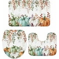 thumbnail image 1 of Fall Bathroom Rugs and Mats Sets 3 Piece Eucalyptus Leaf Bath Sets Non Slip Bath Rug Set with U Shape Rug Sage Green Maple Leaves Pumpkin Thanksgiving Contour Toilet Rug for Bathroom Floor Large Size, 1 of 8