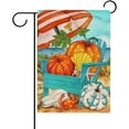 thumbnail image 1 of Fall Beach Pumpkin Blue Chair Garden Flag Double Sided, Thanksgiving Coastal Shell Crab Decorative Yard Outdoor Home Small Decor, Autumn Nautical Anchor Burlap Outside House Decoration 12.5 x 18, 1 of 6