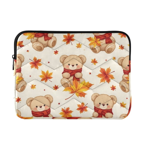 Fall Bear Printed Laptop Sleeve 13-14 Inch Computer Bag & Laptop Case for Women Men with Zippe for Work Travel
