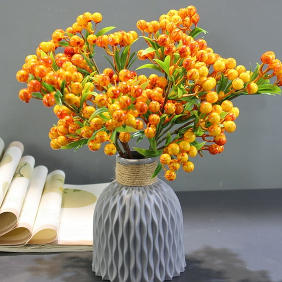 Fall Berry Stems Artificial Christmas Red Berries, 14 Inch Silk Fruit Stems Realistic Faux Fruit Clusters for Bridal Bouquets & Kitchen Bowls Holiday Mantels & Tables Winter Weddings Christmas