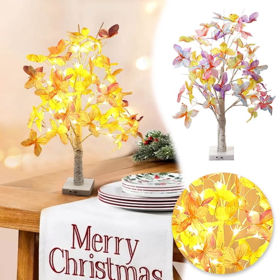 Fall Birch Tree with Lights Battery Operated Lighted Artificial Birch Tree Decor for Thanksgiving Harvest Table Home Indoor Autumn Decorations Tabletop Halloween Centerpiece