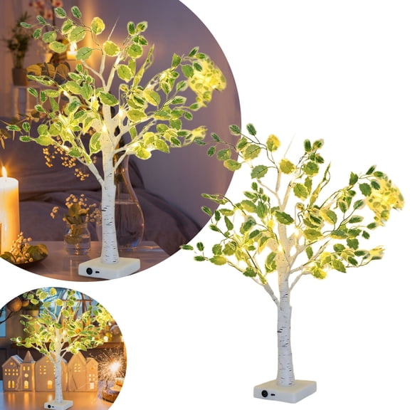 Fall Birch Tree with Lights Battery Operated Lighted Artificial Birch Tree Decor for Thanksgiving Harvest Table Home Indoor Autumn Decorations Tabletop Halloween Centerpiece