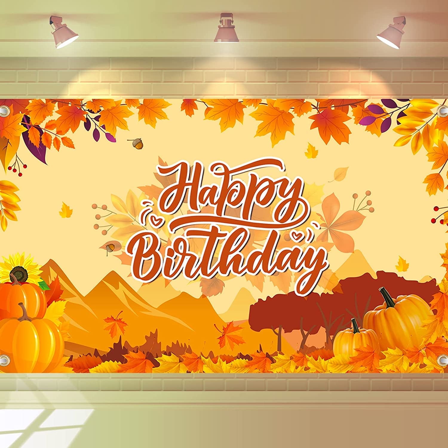 Fall Birthday Party Decorations Large Pumpkin Birthday Banner Fall Happy Birthday  Decorations for Harvest Thanksgiving Autumn Pumpkin Birthday Baby Shower  Background - Walmart.com, image size:1500x1500