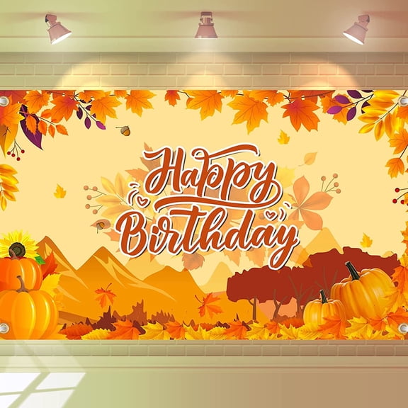 Fall Birthday Party Decorations Large Pumpkin Birthday Banner Fall Happy Birthday Decorations for Harvest Thanksgiving Autumn Pumpkin Birthday Baby Shower Background