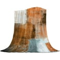 thumbnail image 1 of Fall Blanket Orange Grey Flannel Fleece Throw Blankets Soft Breathable Rustic Paint Art Graffiti Lattice Warm Cozy Decorative for Sofa Chair Bedroom All Seasons Use 60" x 80", 1 of 6