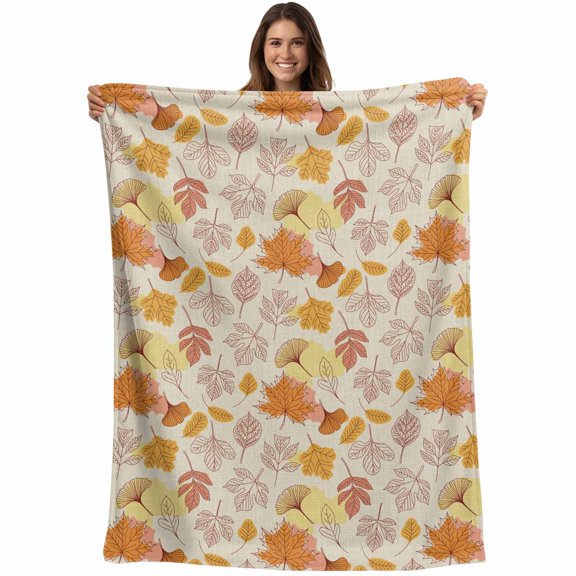 Fall Blanket Soft Cozy Warm Throw Blanket for Couch, Plush Fuzzy Flannel Fleece Blankets for Sofa, Thanksgiving Maple Leaf Autumn Farmhouse Retro Bed Blankets Lightweight Gifts for Women, 50"x60"
