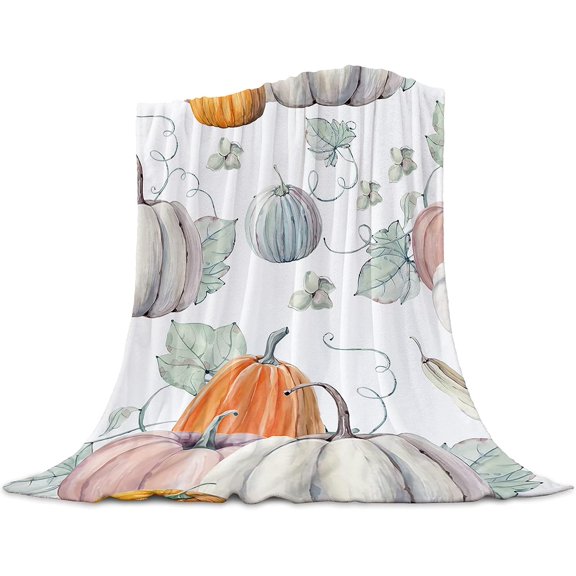 Fall Blanket for Couch/Bed Thanksgiving Pumpkins Throw Blanket Soft Cozy Flannel Throws All Seanson Blanket for Boys/Grils Kids 39"x49"