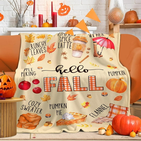 Fall Blankets and Throws, Fall Pumpkins Throw Blanket 60"x50", Halloween, Christmas, Thanksgiving, Birthday Gifts for Her and Him, Fall Decor for Home, Pumpkin Maple Leaf Autumn Harvest Farmhouse