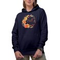 thumbnail image 1 of Fall Blessings, Autumn Flowers Wreath Art Merch Gift, Navy Blue Hooded Sweatshirt or Hoodie, 2XL, 1 of 5