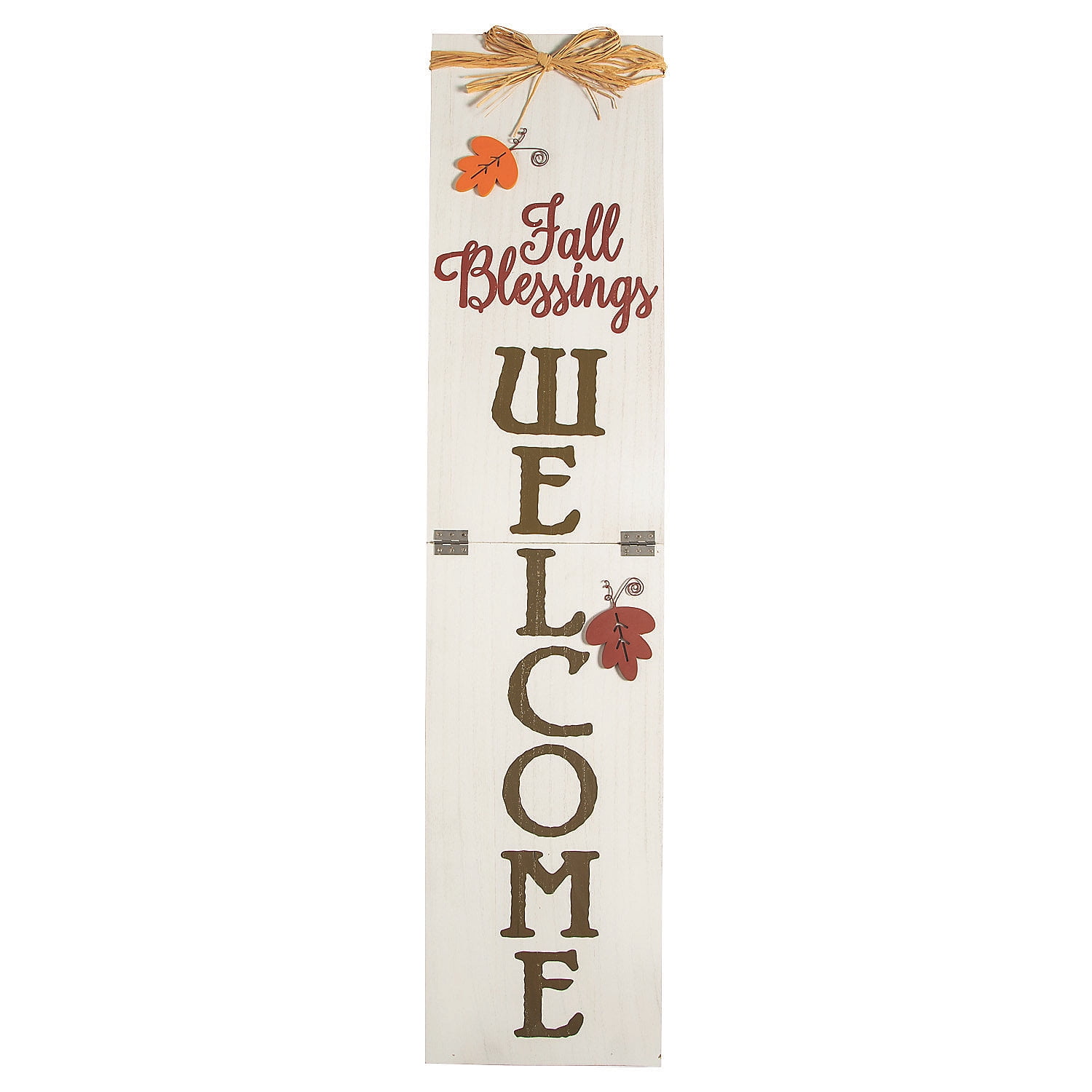 Rustic Worn White Wood Fall Blessings Welcome Sign