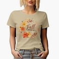 thumbnail image 1 of Fall Blessings with Autumn Flowers Wreath Art Merch Gift, Tan T-Shirt, XL, 1 of 5