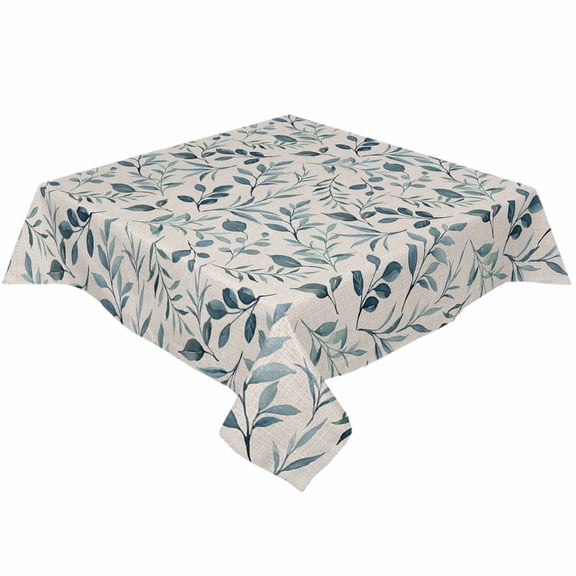 Fall Blue Botanical Square/Round Tablecloths 54x54,Farmhouse Flower Leaves Herb Table Cloth Table Cover Indoor/Outdoor Tabletop Decor for Wedding Holiday Party Dinner Baby Shower