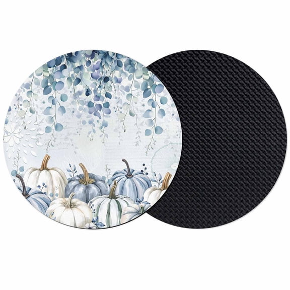 Fall Blue Grey Pumpkins Coasters Set of 2, Absorbent Coasters for Drinks, Thanksgiving Botanical Coaster for Desk Coffee Table Protection, Home Decor House Warming Gifts 4"