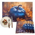 thumbnail image 1 of Fall Blue Placemats Set of 12 Pumpkin Retro Oil Painting Style Maple Leaves Heat Insulated Linen Place Mats, Washable Stain-Proof Table Mats for Dining Tables Holiday Decor 13x19inch, 1 of 9