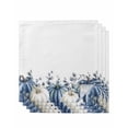 thumbnail image 1 of Fall Blue Pumpkin Cloth Napkins Set of 4 Reusable Dinner Napkins, Thanksgiving White Eucalyptus Flower Cocktail Napkin Washable Table Napkins for Wedding/Holiday Party/Baby Shower 20"x20", 1 of 7