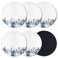 thumbnail image 1 of Fall Blue Pumpkin Coasters Set of 6, Absorbent Coasters for Drinks, Thanksgiving White Eucalyptus Flower Coaster for Desk Coffee Table Protection, Home Decor House Warming Gifts 4", 1 of 8