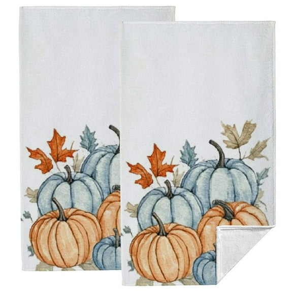 Fall Blue Pumpkin Kitchen Hand Towels Floral Halloween Dish Cloth Fingertip Towel Decorative Soft Quality Premium Guest Towel for Bathroom Spa Gym Sport