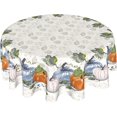 thumbnail image 1 of Fall Blue Pumpkin And Leaves Round Tablecloth 60 Inch Thanksgiving Tablecloths Autumn Harvest Table Cloth Farmhouse Rustic Polyester Cover for Holiday Kitchen Dining Party Indoor Outdoor Decor, 1 of 6