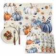 thumbnail image 1 of Fall Blue Pumpkin Placemats Set of 4, Thanksgiving Autumn Daisy Beige Vintage Washable Wipeable Table Mats for Dining Tables, Indoor Outdoor Kitchen Place Mats for Holiday Party Table Decor, 1 of 9