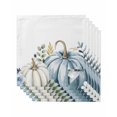 thumbnail image 1 of Fall Blue Pumpkins Cloth Napkins Set of 6 Reusable Dinner Napkins, Thanksgiving Flower Eucalyptus Leaves Cocktail Napkin Washable Table Napkins for Wedding/Holiday Party/Baby Shower 20"x20", 1 of 7