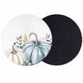 thumbnail image 1 of Fall Blue Pumpkins Coasters Set of 2, Absorbent Coasters for Drinks, Thanksgiving Flower Eucalyptus Leaves Coaster for Desk Coffee Table Protection, Home Decor House Warming Gifts 4", 1 of 8