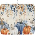 thumbnail image 1 of Fall Blue Pumpkins Dish Drying Mat for Kitchen Counter, Retro Botanical Fall Baby Bottle Microfiber Drying Pad, Orange Thanksgiving Absorbent Coffee Cup Dishes Drainer Mats, 1 of 4