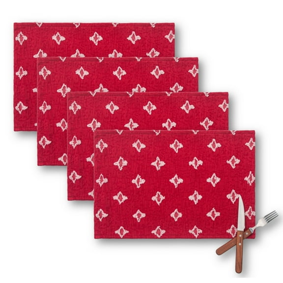 Fall Boho Placemats Set of 4, 12x18 Inch Autumn Thanksgiving Harvest Table Mats for Dining Room Kitchen Table Decor