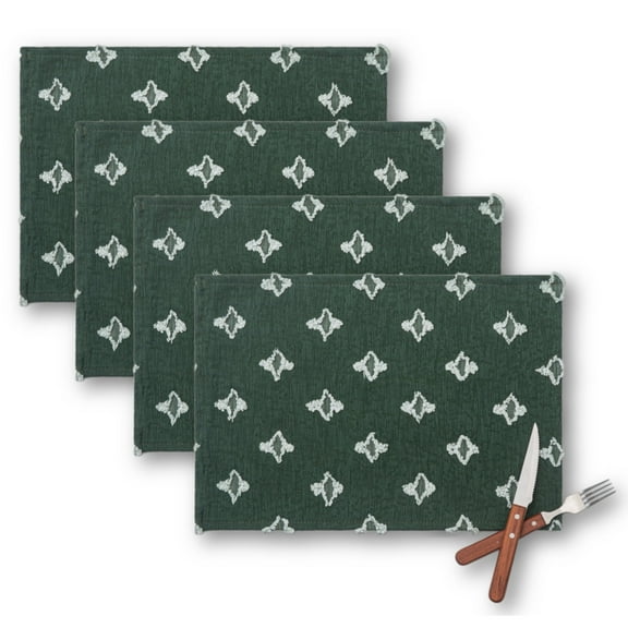 Fall Boho Placemats Set of 4, 12x18 Inch Autumn Thanksgiving Harvest Table Mats for Dining Room Kitchen Table Decor