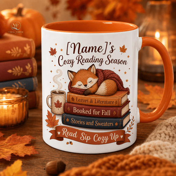 Fall Book Lover Mug Personalized Cozy Reading Season Mug for Readers