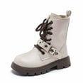 thumbnail image 1 of Fall Boots Deals,Girls Ankle Boots Fashionable Stylish Soft Sole for Kids British Style Comfortable Boots for Winter,Black Knee High Boots,04 Beige,9-9.5 Years, 1 of 5