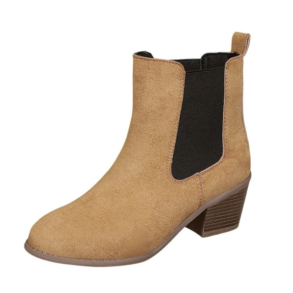 Fall Boots Fashion Suede Heel Ankle Boots for Autumn Winter Casual Comfortable on Booties with Non Sole