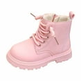 thumbnail image 1 of Fall Boots,Girls Boots Stylish Soft Sole Short Ankle for Children Fashionable Boots for Everyday,Buckle Boots,04 Pink,9-9.5 Years, 1 of 5