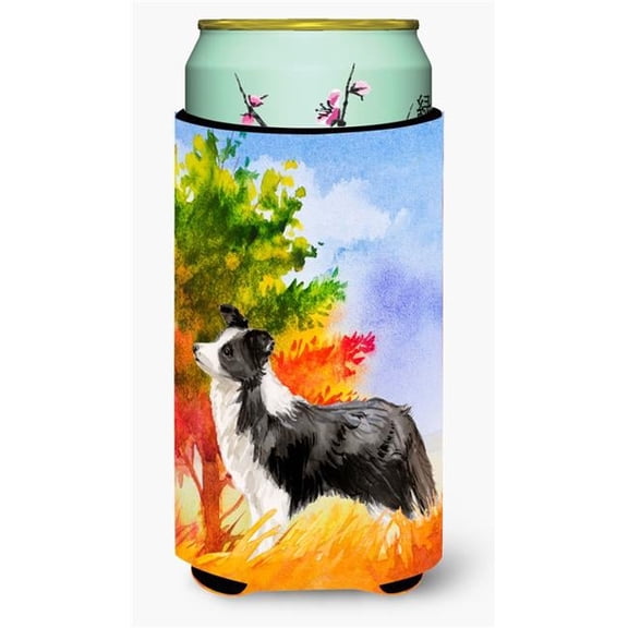 Fall Border Collie Tall Boy Beverage Insulator Hugger