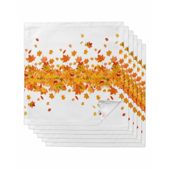 Fall Botanical Cloth Napkins Set of 6 Reusable Dinner Napkins, Thanksgiving Maple Leaf Autumn Cocktail Napkin Washable Table Napkins for Wedding/Holiday Party/Baby Shower 20"x20"