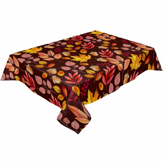 Fall Botanical Rectangle Tablecloths 60x90,Autumn Berry Orange Maple Leaves Watercolor Table Cloth Table Cover Indoor/Outdoor Tabletop Decor for Wedding Holiday Party Dinner Baby Shower