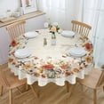 thumbnail image 1 of Fall Botanical Round Tablecloth 60 Inch - Waterproof Fabric Table Cloth Protector, Autumn Mushroom Floral Farmhouse Tablecloths Washable Table Cover for Kitchen Banquet Coffee Table Outdoor Party, 1 of 6