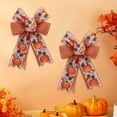 thumbnail image 1 of Fall Bows for Wreaths Thanksgiving Day Bowknot Leaves Pumpkin Bows Green Orange Buffalo Plaid Bows for Door Hanging Bowknot Decoration Festival Celebration, 1 of 6