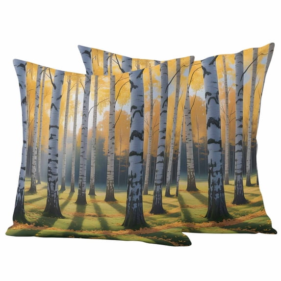 Fall Branch Trees Outdoor Waterproof Pillow Covers, Bare Root Tree Autumn Forest Decorative Square Throw Pillowcase Sofa Cushion Sham for Patio/Couch/Chair, 24"x24" 2 Pack