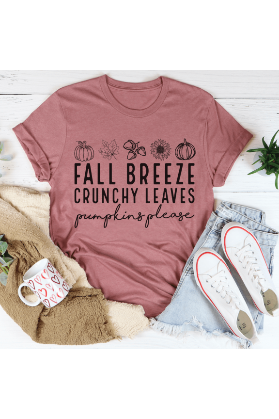 Fall Breeze Crunchy Leaves Pumpkins Please Tee Heather Forest S Peachy Sunday T-Shirt