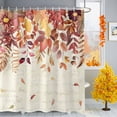 thumbnail image 1 of Fall Brown Eucalyptus Leaves Shower Curtains for Bathroom, Fallen Leaves Flower Vintage Beige Letter Waterproof Fabric Shower Curtain for Bathroom Bathtub Decoration, Machine Washable, 36"x72", 1 of 9