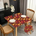 thumbnail image 1 of Fall Brown Small Square Tablecloth 34x34 Inch Fitted Card Table Cloth with Elastic Stretchy Washable Fabric Card Table Cover Wrinkle Free Non Slip Gold Ginkgo Leaf, 1 of 6
