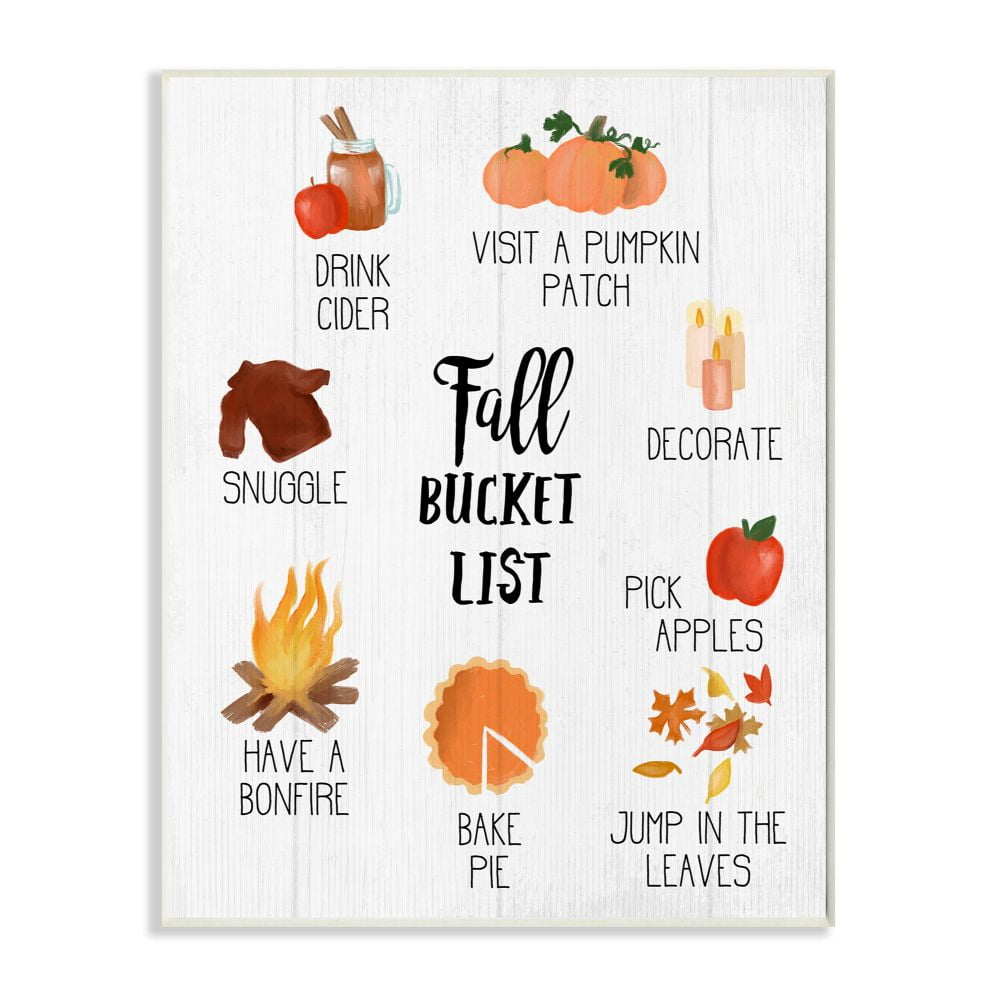 Fall outlets bucket list rustic wood sign with frame