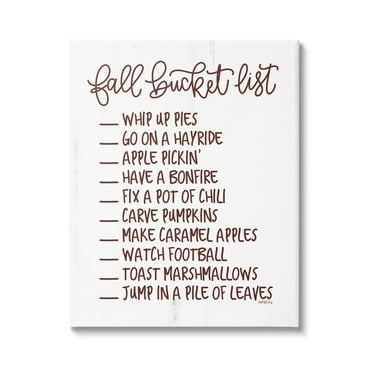 Fall Bucket List Seasonal Typography Grain Pattern Holiday Graphic Art Gallery-Wrapped Canvas Print Wall Art